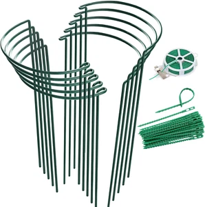 10 Pack Half Round Metal Plant Stakes Garden Plant Support for Outdoor - Picture 1 of 11