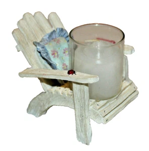 "Silla de jardín de playa adirondack de resina blanca de 3"" de alto soporte votivo para velas luz de té" - Imagen 1 de 6