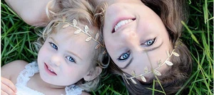 4 pezzi FASCIA PER CAPELLI MAMMA BAMBINO BAMBINA BAMBINI FOGLIA PER CAPELLI ORO + ARGENTO - Foto 1 di 2
