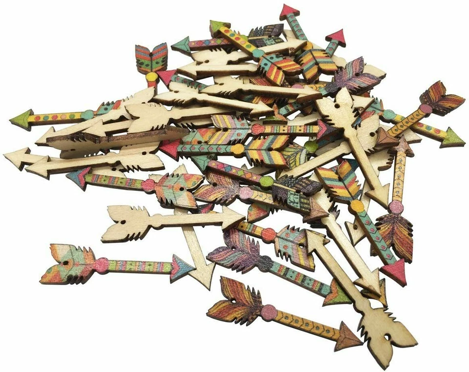 10 Colgantes de Flecha Grande Surtido Tono Madera Tiro con Arco Dijes Impresos 40mm Boho Foto 1 de 1