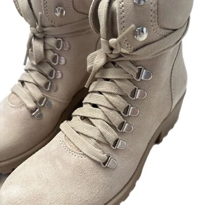 STEVE MADDEN Galway Ankle Boot Sand Suede Leather Lace Up Lug Sole Khaki Tan NWT - Bild 1 von 11