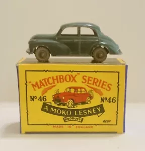 Vintage MOKO Lesney Matchbox Series #46 MORRIS MINOR DARK GREEN Repo Box - Picture 1 of 10