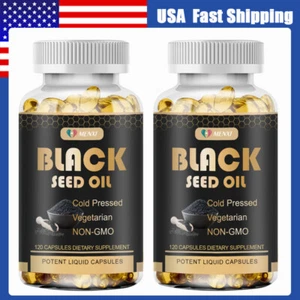 MENXI Black Seed Oil Capsules Cold Pressed - Immune Support, 1000mg, 240 Pills - Picture 1 of 9