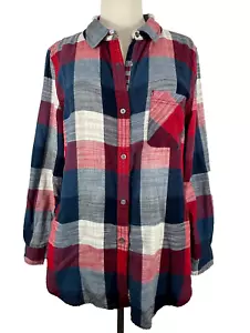 Camisa a cuadros Flag & Anthem Dry Goods Supply manga larga para mujer roja azul talla XL - Imagen 1 de 11