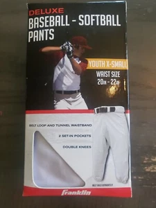 FRANKLIN DELUXE - BASEBALL OR SOFTBALL PANTS - YOUTH X-SMALL 20-22" WAIST, WHITE - Picture 1 of 5