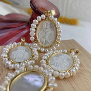 AAA Natural White Baroque Freshwater Pearl New Necklace Pendant Without Chain - Picture 1 of 7