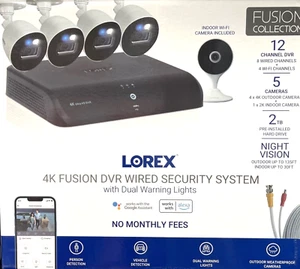 Lorex 12 Channel 4K 2TB Fusion DVR 5 Camera Security System - Picture 1 of 6