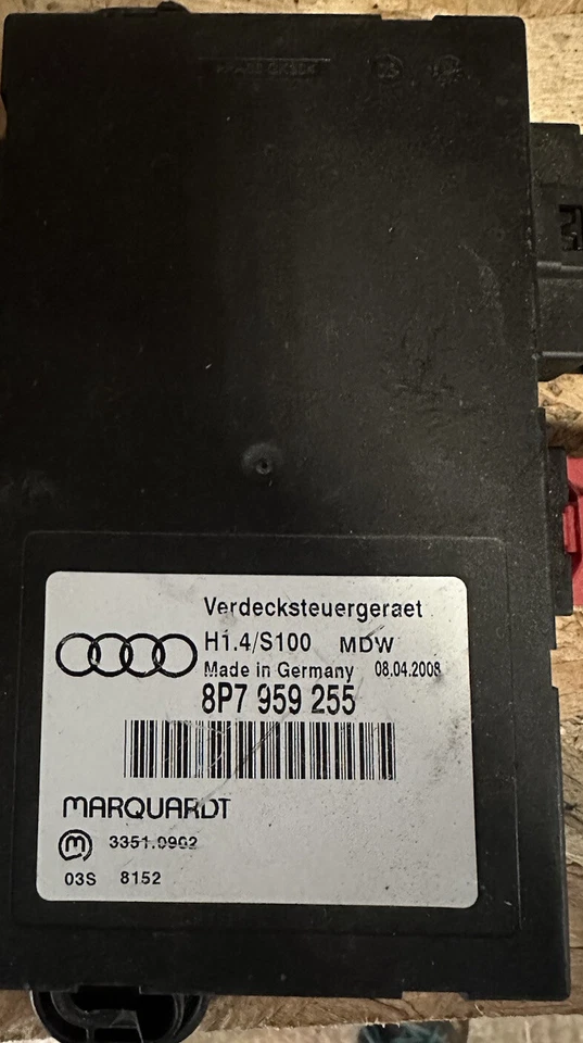 ✅ AUDI A3 8P Cabrio Soft Top MODULO COMANDO TETTO CABRIOLET 8P7959255B - Immagine 1 di 1
