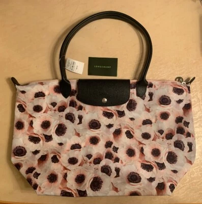 NEW NWT LONGCHAMP LE PLIAGE ANEMONE FLORAL Large Shoulder Tote Nylon Pink Flower - Image 1 of 4