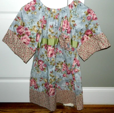 Девочка ручной работы платье серый w/розовый цветы размер 8 - Изображение 1 из 4