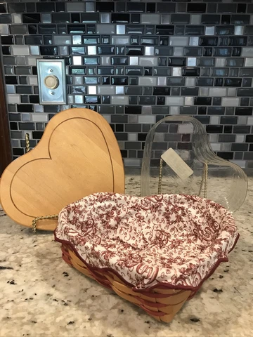Longaberger 1999 Love Letters Sweetheart Basket Combo Liner Protector Lid Medium Cover