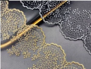 1 metro pizzo pizzo tulle poliestere 35-80 mm avorio bianco nero argento marrone - Foto 1 di 29