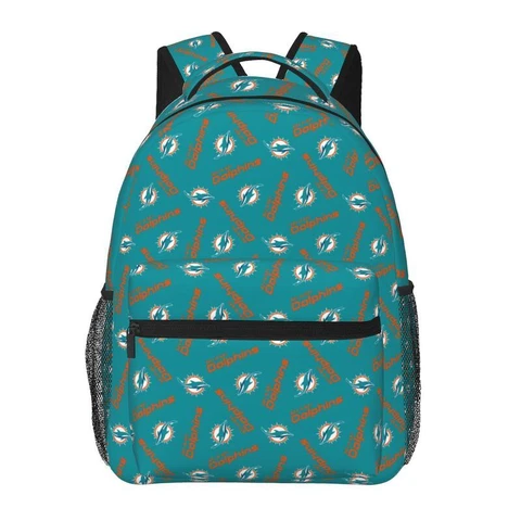 Miami Dolphins Casual Backpack Lightweight Student Backpack Travel Bags Cover
