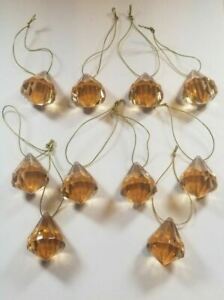 Lot of 10 Amber Brown Large Crystal Chandelier  Acrylic Teardrop Pendant Beads