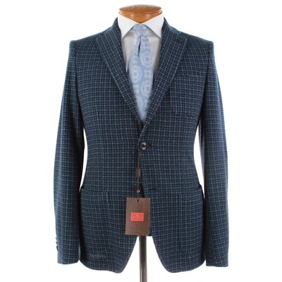 Etro NWT Cotton / Wool Blend Sport Coat Size 48 (38 US) In Blue Houndstooth - Image 1 of 4