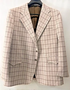 VTG H BAR C CALIFORNIA RANCHWEAR MEN'S 50 PLAID POLY WESTERN SPORT JACKET COAT - Picture 1 of 11