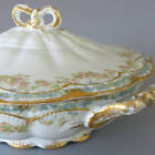 Antique HAVILAND Porcelain Casserole ROSE Swags FMNs Double Gold * Schleiger 271
