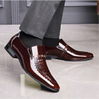 Men Slip On Leather Flat Formal Pointed Toe Business Oxfords Dress Shoes Plus Sz