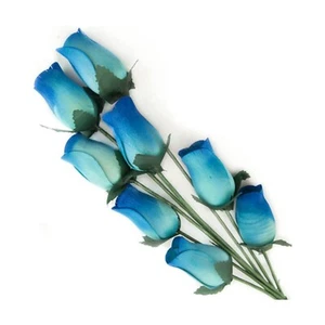 TEAL LIGHT BLUE-DARK BLUE TIPS Wooden Rose Stems Artificial 8-100 Craft-Bouquets - Picture 1 of 15