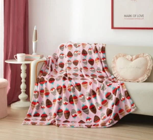 Way to Celebrate Pink Plush Throw Blanket 50"x60" Chocolate Strawberry - Picture 1 of 6