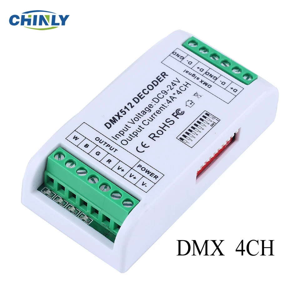 4CH DMX512 LED Decoder 4 Channels Mini Controller with Plastic Box for LED Strip - Image 1 of 4