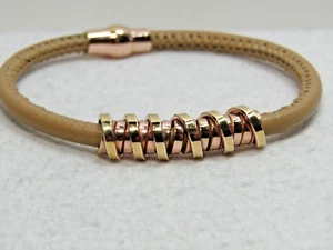 Italian Silver Sterling Wrapped Design Station Leather Bracelet 7-1/4" - Picture 1 of 2