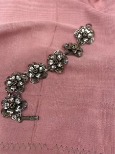 Sterling floral bracelet 1950's sterling signed 7.5" - Picture 1 of 7
