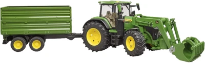 1/16 John Deere 7R 350 Tractor with Front Loader and Trailer by Bruder 09828 - Image 1 of 3