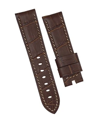 Cuero de cocodrilo marrón Panerai original con puntada blanca banda de 22 mm x 20 mm Foto 1 de 4