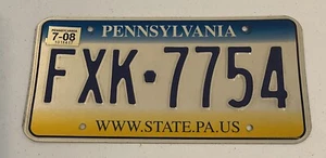 PENNSYLVANIA Authentic License Plate WWW.STATE.PA.US PLATE # FXK-7754 - Picture 1 of 2