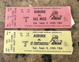 Vintage 1995 Auburn University Football Tickets - Bild 1 von 7