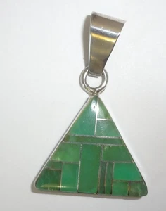 FRANK CHEE (f. Chee) Navajo Türkis Kanal Inlay Sterling Silber Anhänger - Bild 1 von 5