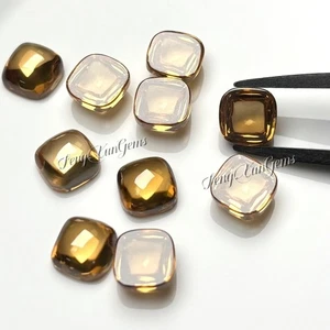 Cushion Cabochon Flat Back Zircon Champagne Loose Stone For Bracelet Inlay - Picture 1 of 4