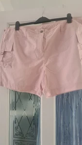 BHS Authentic Cargo Shorts Size 20 Pink Turn Ups 100% Cotton BNWOT - Picture 1 of 11