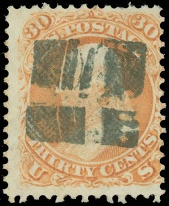 Scott #71 Used, "SQUARE" Fancy Cancel, (skinr/eno GE-S 28B) SCV $210+! - Picture 1 of 1