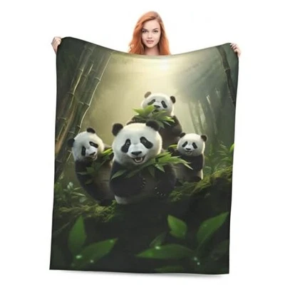 Linda Manta de Bambú Pandas Regalos para Adultos Niños Niñas Panda 60x50 Pulgadas Verde2 Foto 1 de 4