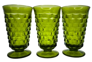 Indiana Glas Avocado grün Whitehall Würfel kubistischer Eistee mit Fuß 6" Menge 3 - Bild 1 von 11