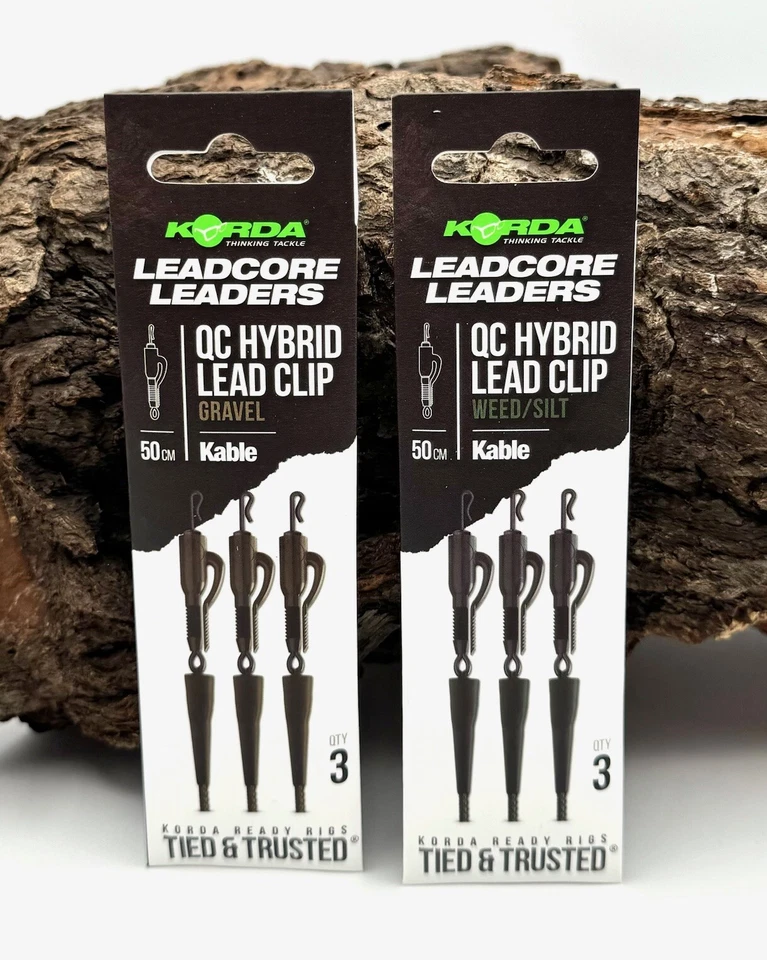 Korda Leadcore Leaders QC Hybrid Lead Clip 50cm Cable in Gravel Brown Weed Green - Image 1 of 1
