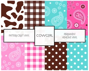 Pattern Vinyl HTV, Western Cowboy Vinyl for Cricut Cutting Machine - Picture 1 of 7