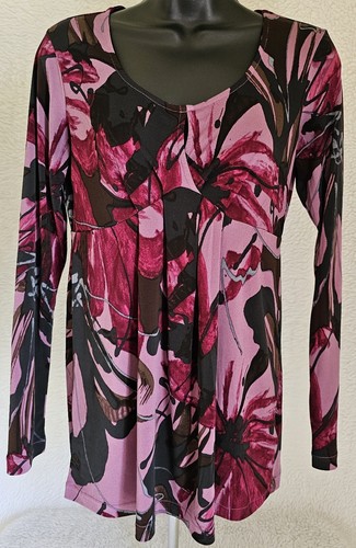 Haut/Blouse Daisy Fuentes - Taille Petite (PS) - Motif Abstract Bleu/Violet - Occasion Très Bon État