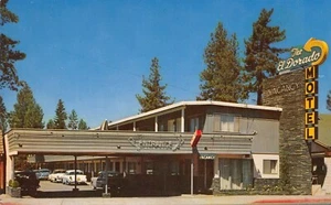 EL DORADO MOTEL Stateline, CA Straßenrand LAKE TAHOE Prevost 1950er Vintage Postkarte - Bild 1 von 2