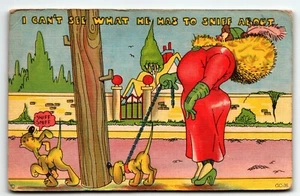 AK Comic "Ich kann nicht sehen, woran er schnüffeln muss" Humor PM 1944 - Bild 1 von 2