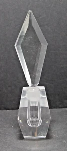 VTG Perfume Bottle Clear Glass Tall Diamond Shaped Stopper Faceted 6 Sided Base - Picture 1 of 6