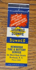 CUBIERTA MATCHBOOK GASOLINERA SUNOCO: NEWBURGH, NUEVA YORK AÑOS 50 MATCHCOVER -B23 - Imagen 1 de 2