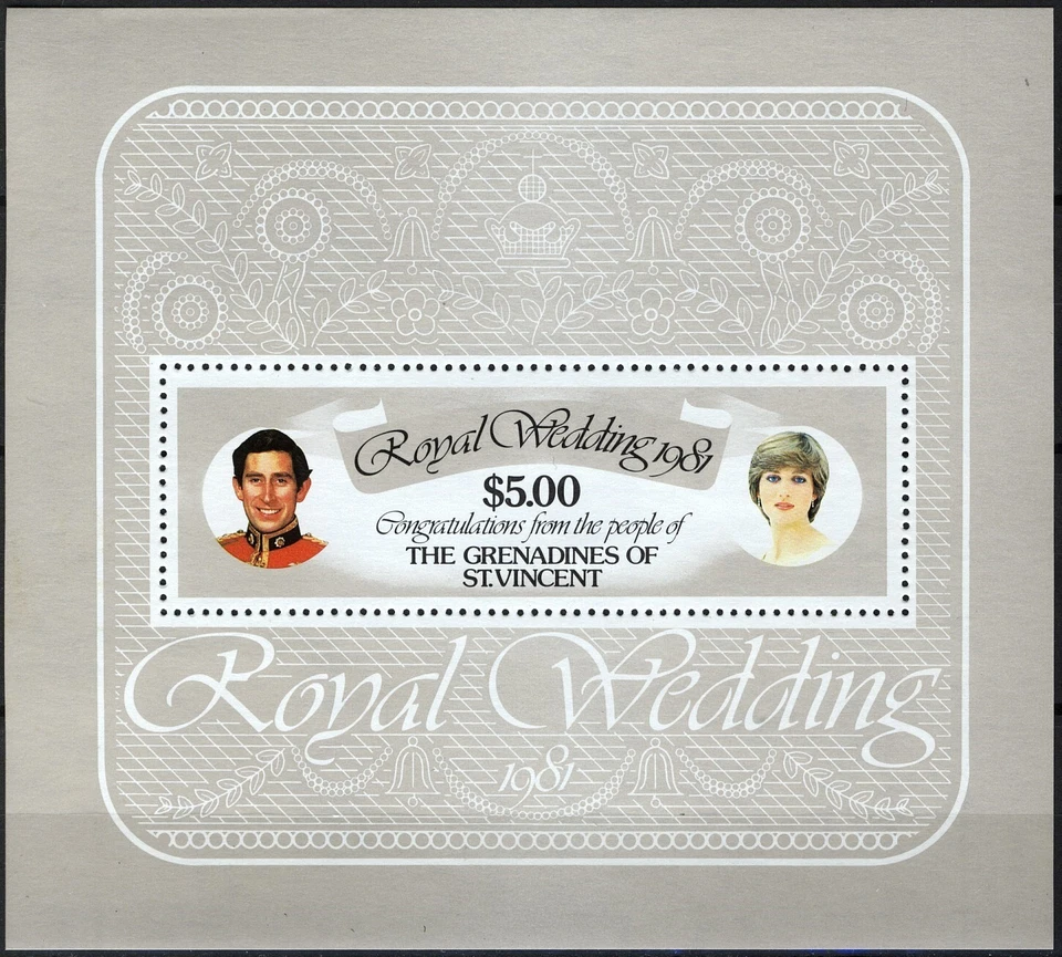 San Vicente Granadinas 1981, Boda Real Príncipe Carlos y Diana MS MNH, Mi Bl 9 Foto 1 de 1