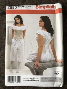 Simplicity 2890 Civil War Costume Undergarment Corset Chemise Drawers 8-14 New - Picture 1 of 4