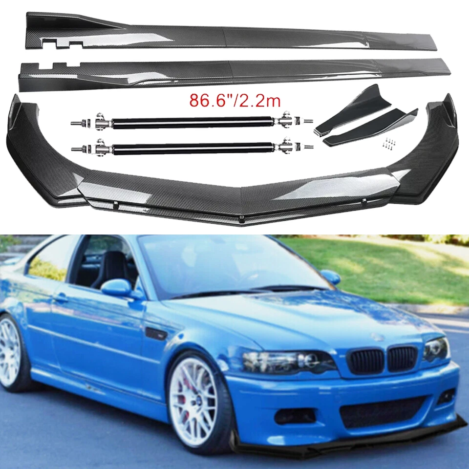 For BMW 3 Series E46 Carbon Fiber Front Bumper Lip Spoiler Side Skirt Body Kits Foto 1 de 4