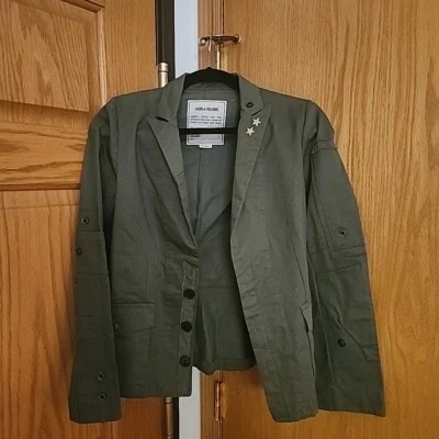 NWOT Zadig & Voltaire Virginia Grunge Pins Blazer in Khaki Olive - MSRP $578 - Image 1 of 4
