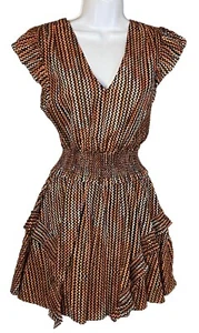 Neu mit Etikett Ramy Brook Jessie Minikleid Größe Small schwarz gestreift Rüschen gerafft $ 395 - Bild 1 von 9