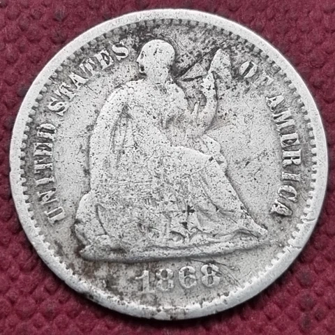 1868 S Seated Liberty Half Dime 5c Better Grade #57797 Cover